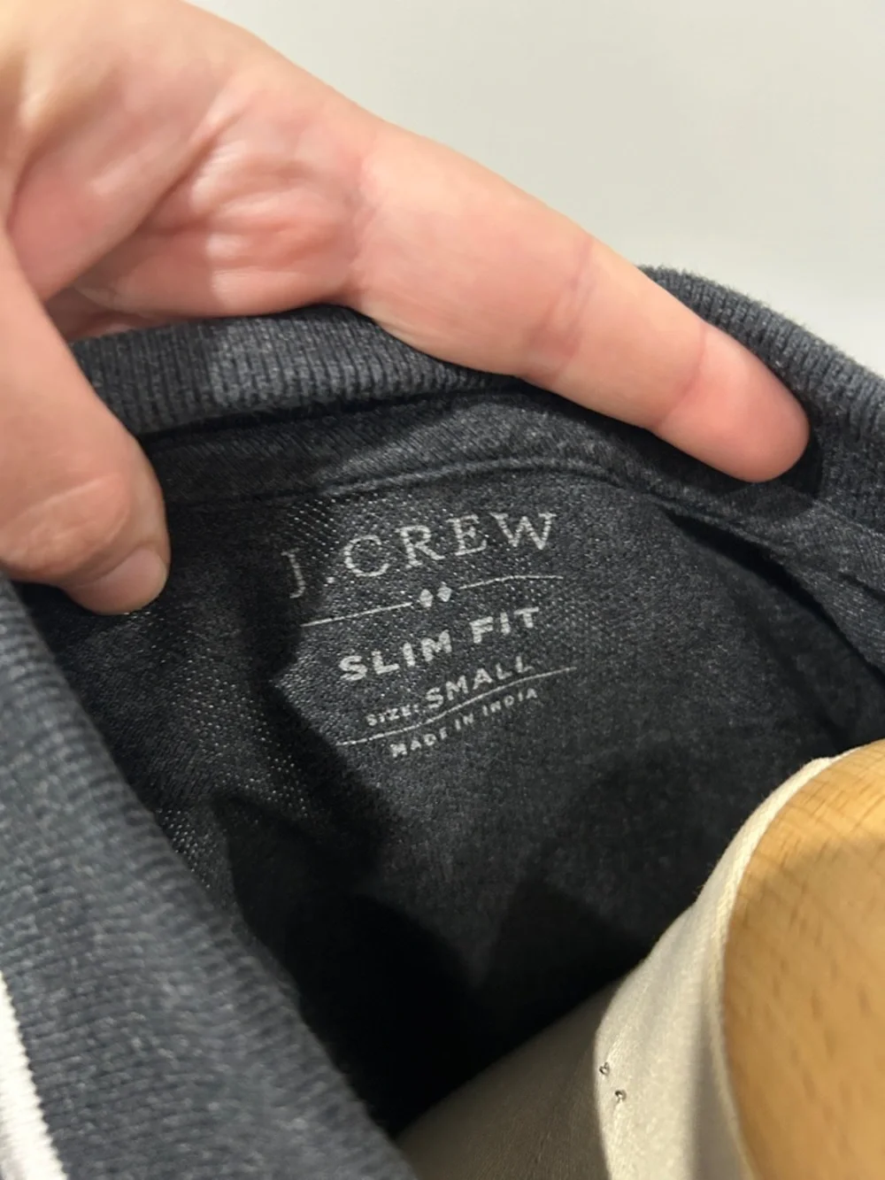 J. Crew Dark Charcoal Polo with White Trim